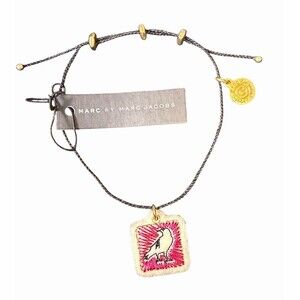 Marc Jacobs Bracelet Adjustable Cord Bird Charm Pink Multicolor